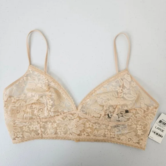 I.N.C. International Concepts Womens Lace Bralette Almond Latte Large Adjustable - Picture 1 of 12